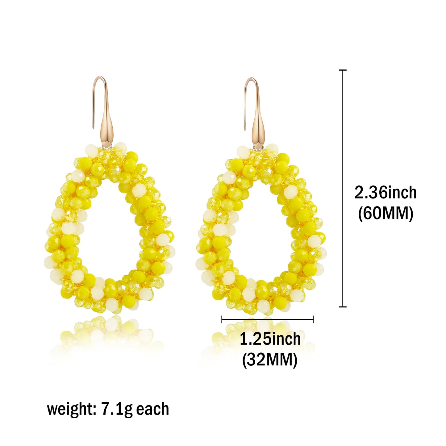Badu Mixed Color Beaded Dangle Earrings for Women Boho Handmade Crystal Faceted Beads Teardrop Earrings Fashion Jewelry Gifts