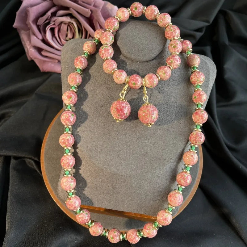 NISHIZAWA Pink Flowers Earrings for Women Beaded Vintage Court Style Elegant Jewelry Fashion Sweet Exquisite Aretes De Mujer