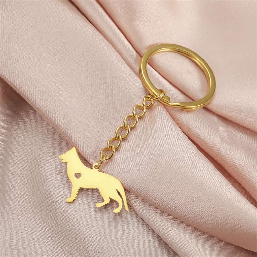 Cute Dog Samoye Keychain for Women Men Stainless Steel Dachshund Puppy Animal Lovers Key Ring for Car Backpack  Jewelry Gifts