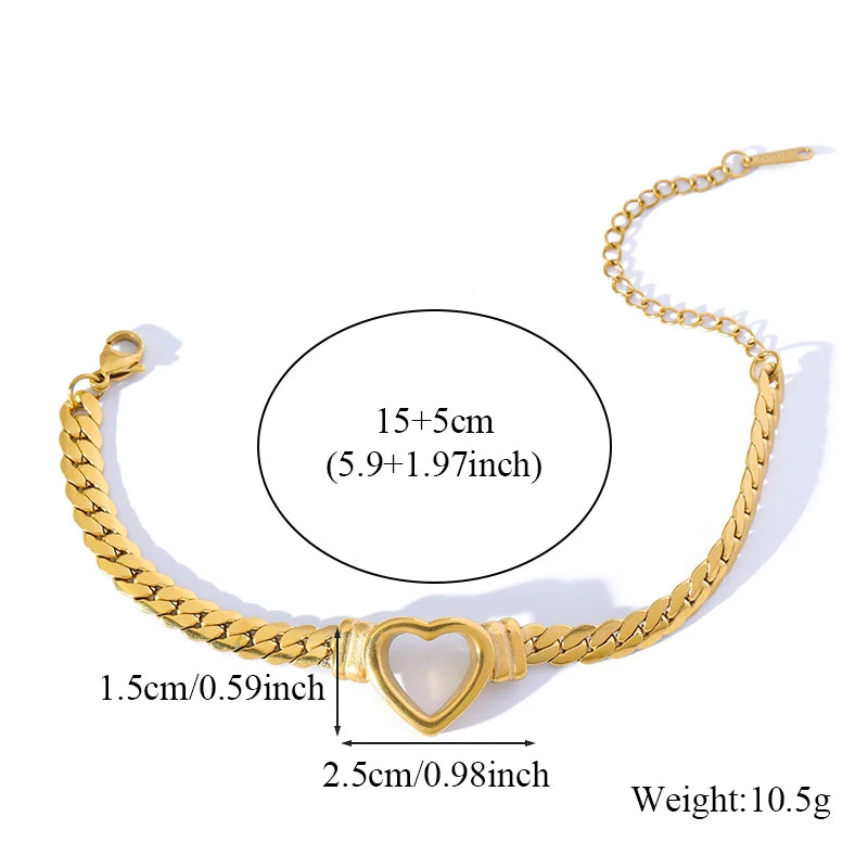 EILIECK 316L Stainless Steel Metal Hollow Heart Necklace Bracelets Set For Women Trendy Waterproof Gold Color Chain Jewelry Gift