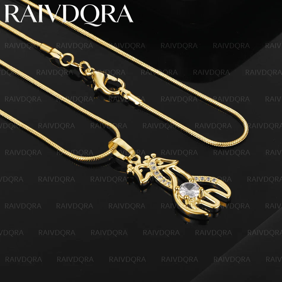 18K Gold Plated Giraffes Pendant Necklace For Women Charm Trend Birthday Gifts Fashion Party Fine Jewelry