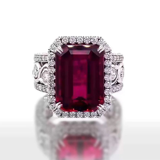 Huitan Luxury Lady Temperament Finger Ring with Shiny Red CZ Gorgeous Party Accessories Trendy High-quality Wedding Band Jewelry