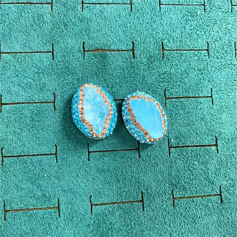 Turkish Raw Baroque Aquamarine Crystal Jewelry Set for Women Rhinestone Quartz Irregular Stone Necklace Ring Hook Earring Sets