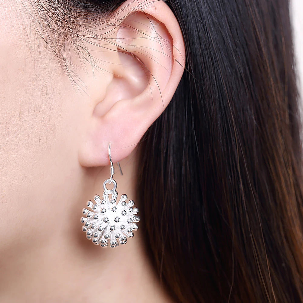 925 sterling Silver necklace earring bracelet rings Jewelry set for women Fireworks Pendant bangle Hot charm Fashion Party Gift