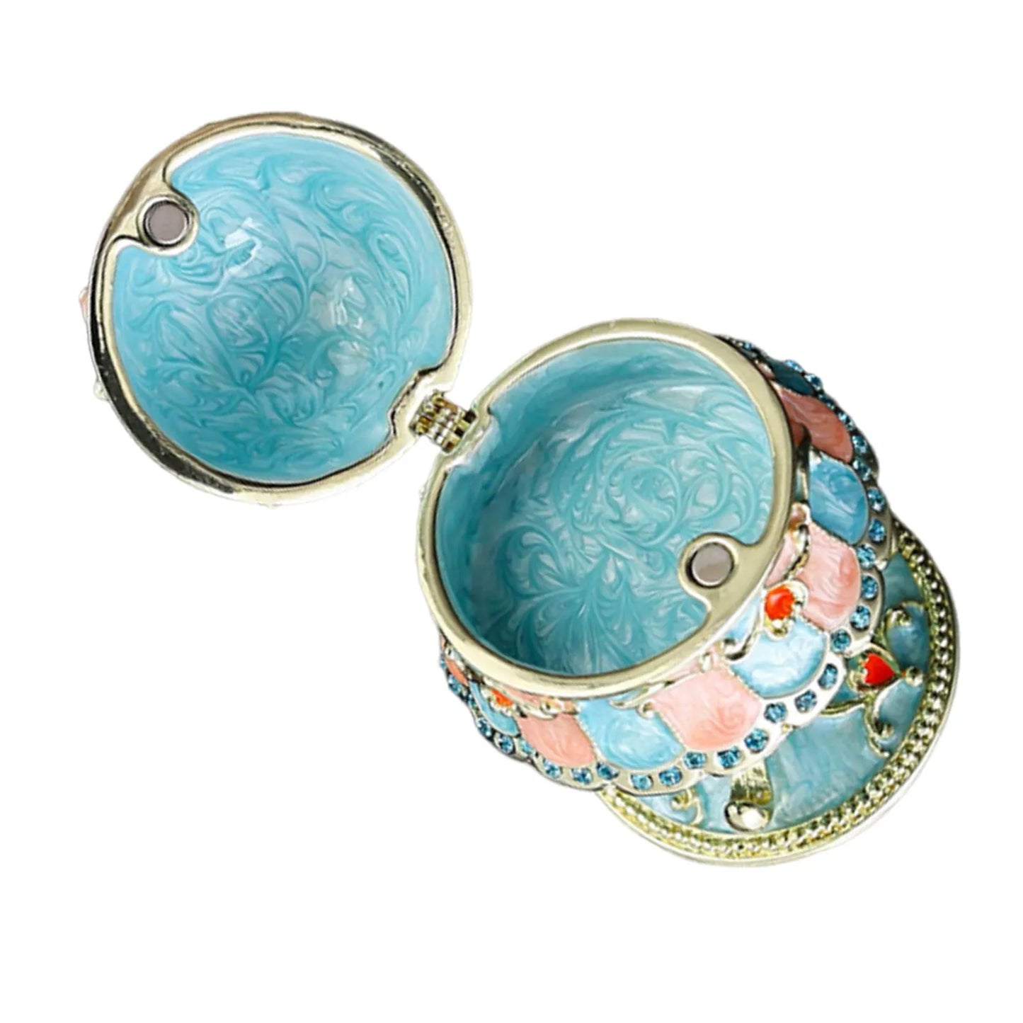 Metal Enamel Jewelry Box Lamp Shaped Jewelry Box With Rhinestones Trinket Case With Lid Vintage Tabletop Keepsake Holder