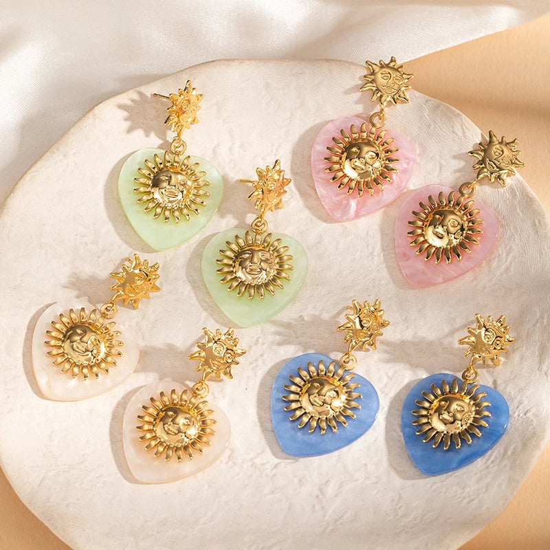 ANENJERY 316L Stainless Double Layer Steel Sun Flower Stud Earrings For Women Fashion French Vintage Luxury Niche Jewelry Gift