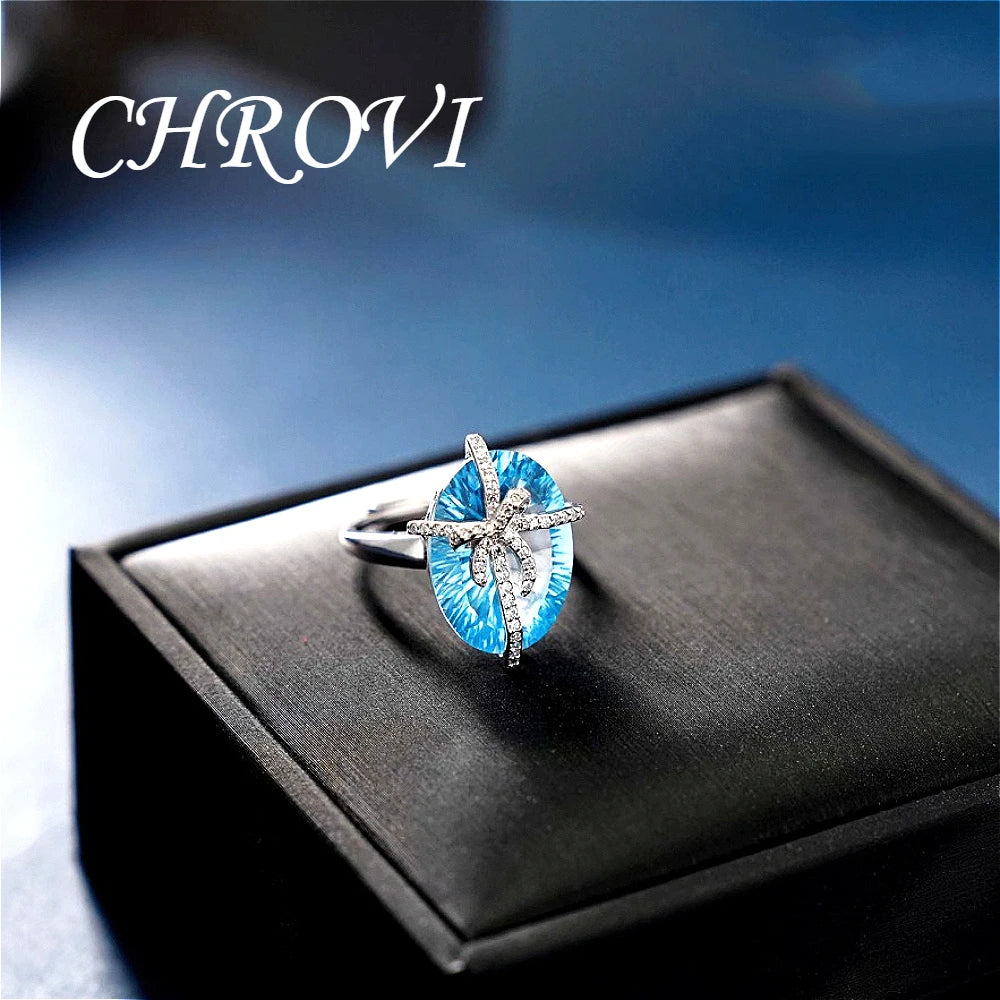 Luxury 925 sterling silver bow-shaped open ring. Exquisite candy-style aquamarine necklace with precious stones.