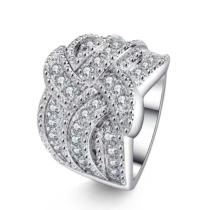 New Luxury Big Silver Color Rings with S925 Stamp Blue Colors CZ Zircon Stone for Women Fashion Wedding Engagement Rings Gifts