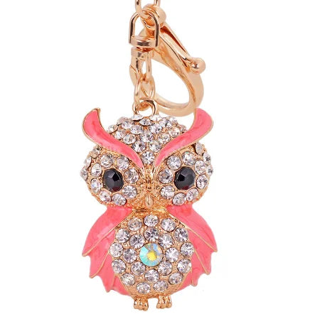 EASYA New Design Crystal Owl Keychain Full Rhinestone Key Ring Key Holders For Women Bag Accessories Cute Animal Car Key Chain