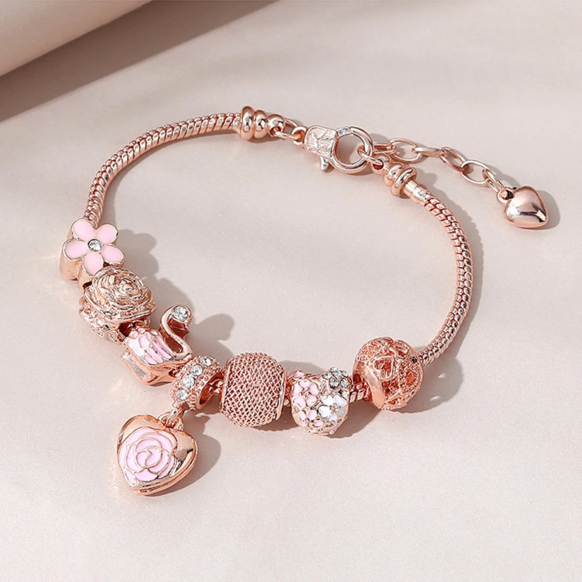 1Pcs Minimalist And Atmospheric Oil Dripping Rose Heart Bead Bracelet Fashionable Oil Painting Swan Lantern Bead Bracelets7633