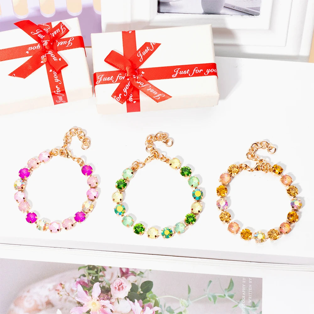 BEUTIFOR Colorful Crystal Bracelet for Women Gold Color Link Chain Bohemian Jewelry 2025