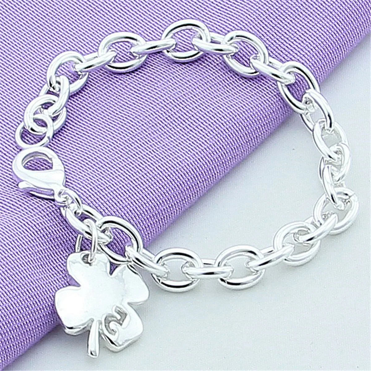 925 Sterling Silver Bracelet Lucky Clover Women's Fashion Simple Bracelet Birthday Party Wedding Anniversary Jewelry Gift