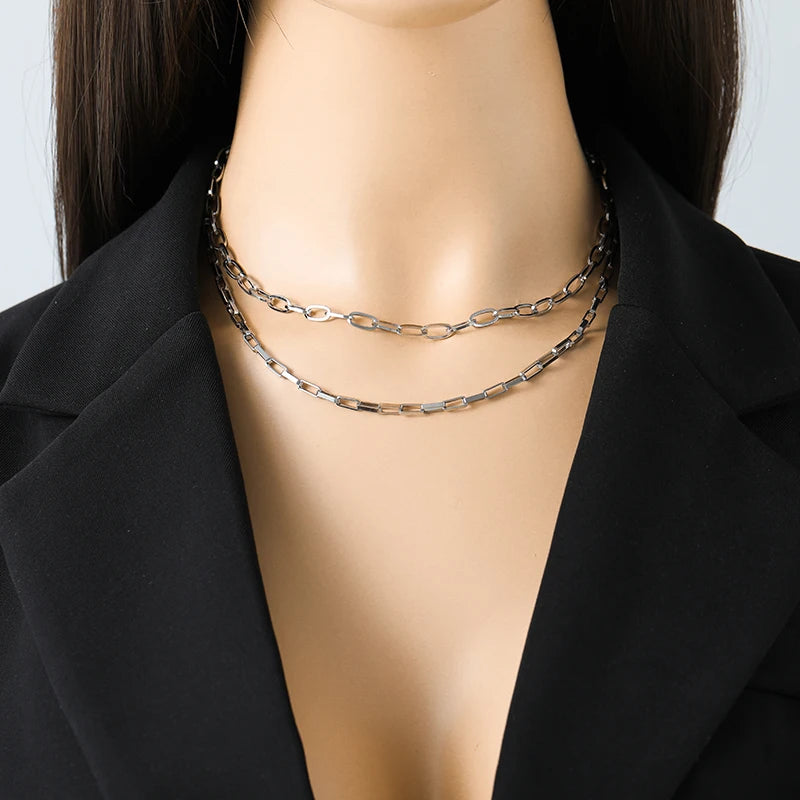 EILIECK 316L Stainless Steel High Quality Chain Collar Necklace For Women Silver Color Neck Chain Trendy Fashion Jewelry Bijoux