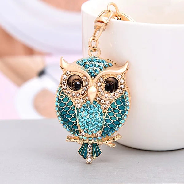 EASYA New Design Crystal Owl Keychain Full Rhinestone Key Ring Key Holders For Women Bag Accessories Cute Animal Car Key Chain