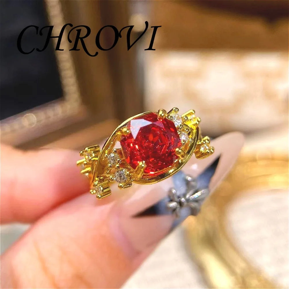 Exquisite 925 Sterling Silver Octagonal Millennium Rose Ring Gold-Plated Gemstone Engagement Ring for Women