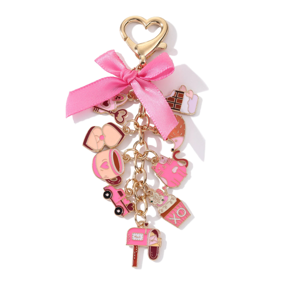 1PC Romantic Love Envelope Cake Chocolate Drip Alloy Keychain Cartoon Bouquet Sweet Valentine's Day Trendy Bag Mobile Pendant