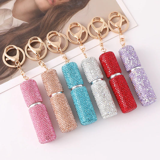 2026 New Perfume Bottle Keychain Full Rhinestone Women's Luxury Car Key Ring Y2K Fashion Accessories Creative Pendant