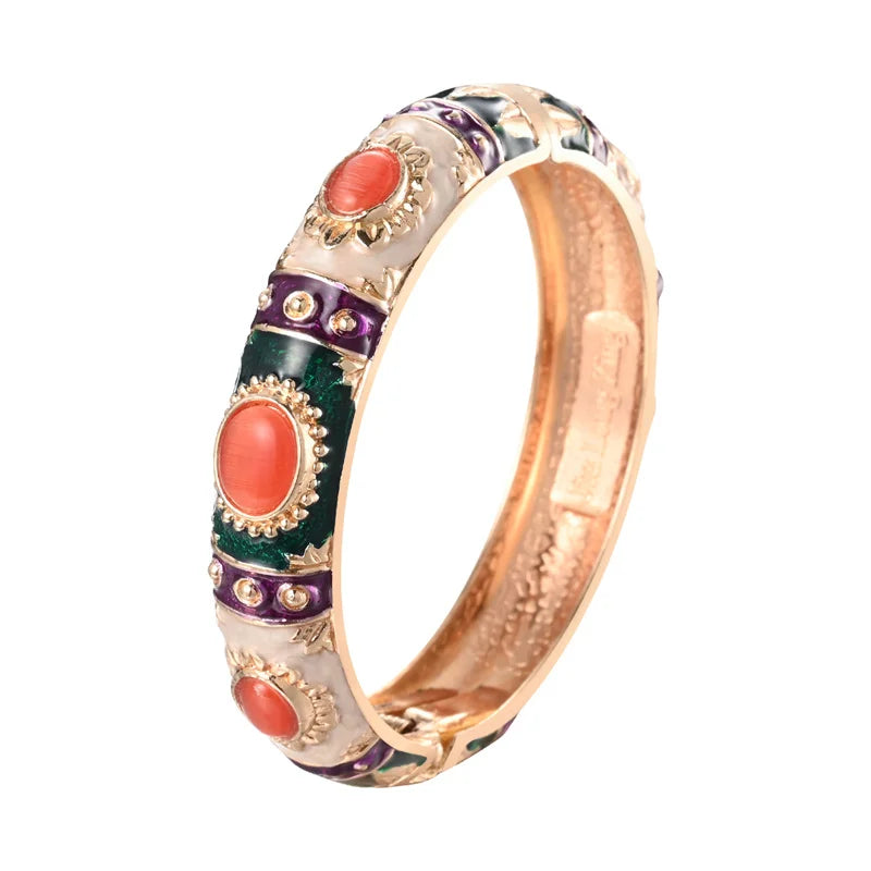 1/5 PCS Enamel Bracelet For Women Bangle On Hand Cloisonne Women's Hand Bracelets India African Jewelry Bohemian Designer Gifts