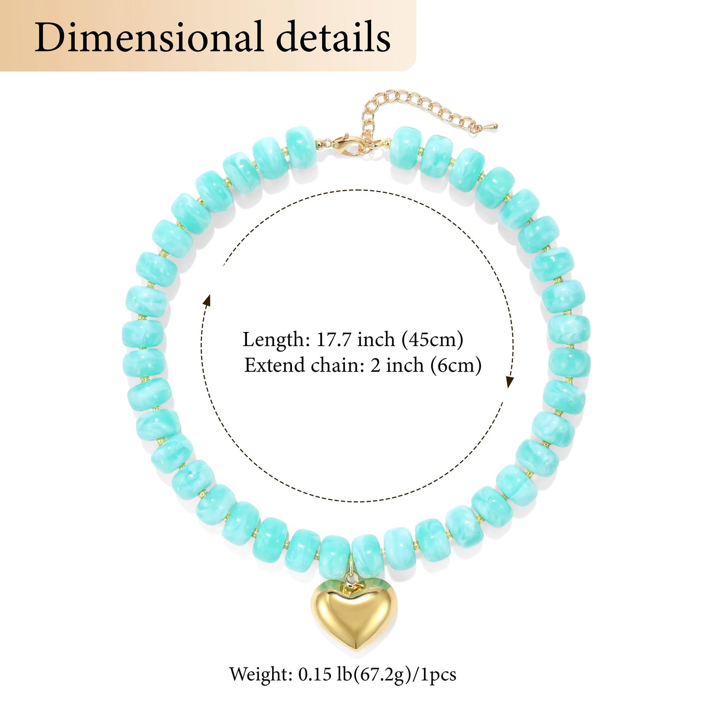 Badu Bohemia Colorful Acrylic Beaded Choker Necklace for  Women 14K Gold Plated Heart Pendant Summer Aesthetic Y2K Jewelry Gift
