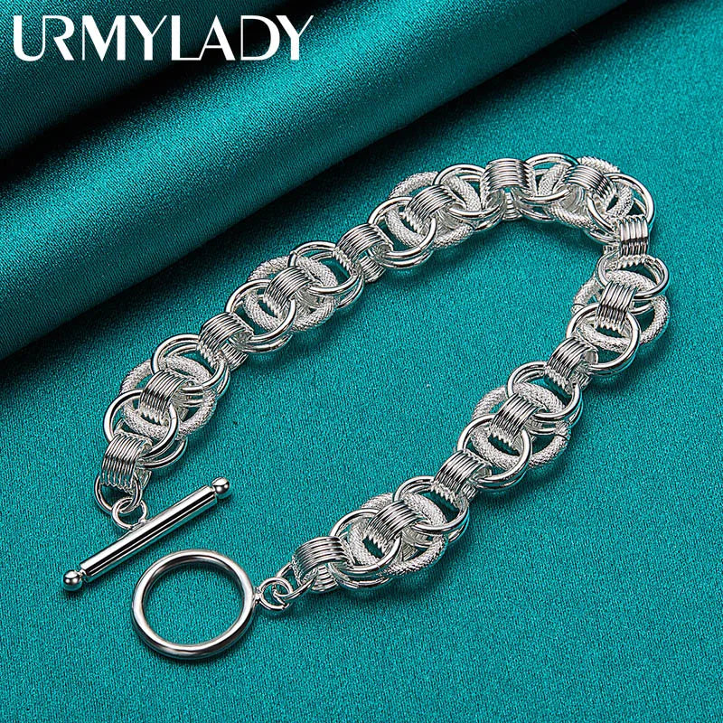 URMYLADY 925 Sterling Silver Charm Chain Screw Bracelet For Women Man Engagement Party Fashion Jewelry Gifts