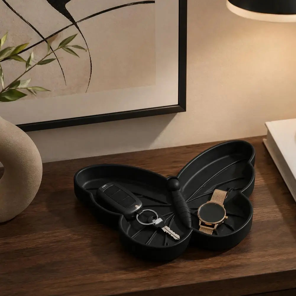 Cute Butterfly Jewelry Tray, Vanity Ring Dish For Earrings Necklaces Keys, Elegant Desktop Organizer For Bedroom Entryway