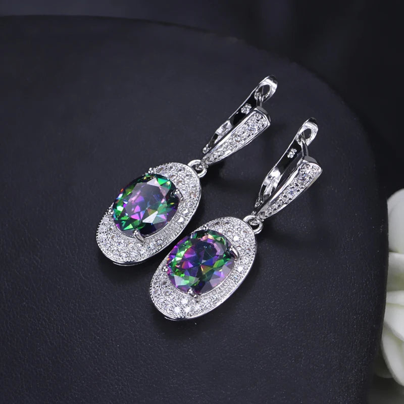 ThreeGraces Luxury Mystic Rainbow Cubic Zirconia Stone Bridal Party Hoop Earrings for Women New Fashion Prom Jewelry E1427