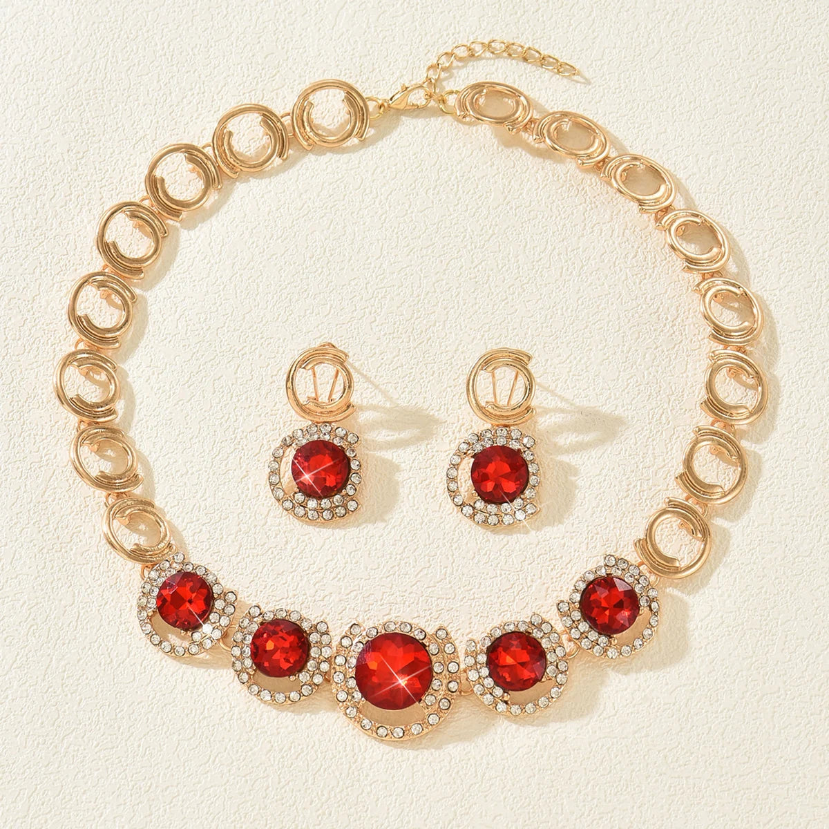 Fashionable and Personalized Micro Inlaid Crystal Craft Necklace Earring Set Suitable for Women's Banquets, Dates, Dances