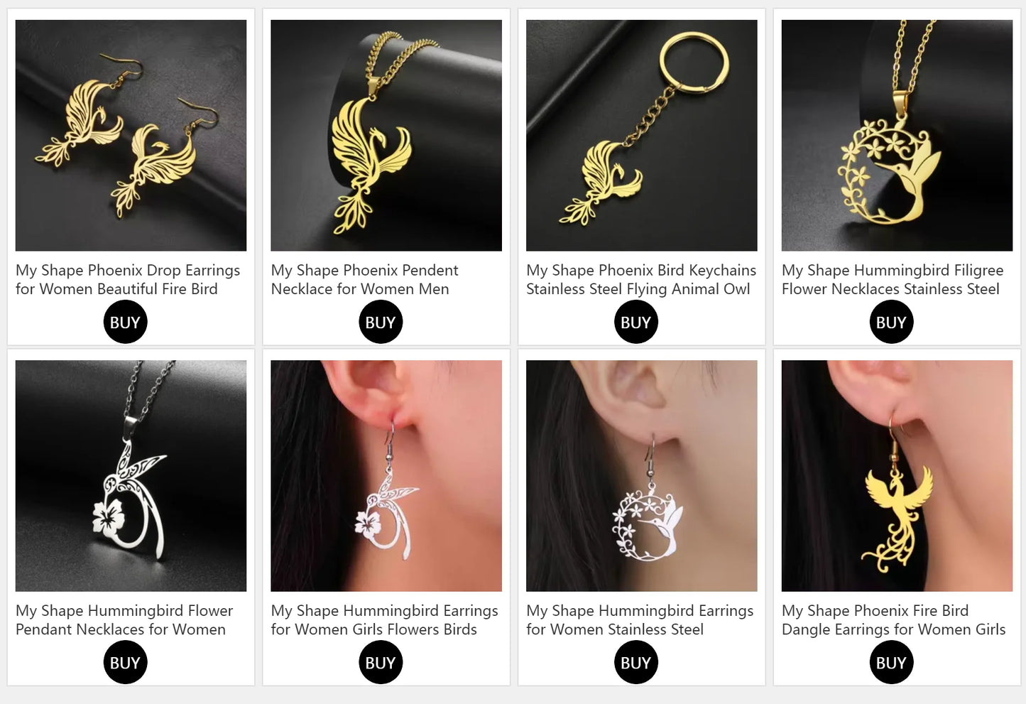My Shape Hummingbird Earrings for Women Stainless Steel Flowers Birds Dangle Earrings Filigree Boho Fashion Jewelry  Gifts