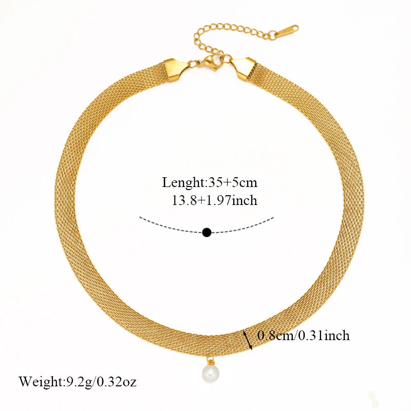 EILIECK 316L Stainless Steel Chains Necklace Choker For Women Trendy Gold Color Collar Neck Chain Waterproof Jewelry Lady Gift