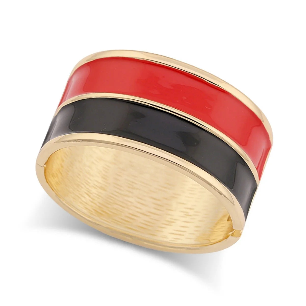 KMVEXO Gothic Punk Black Red Enamel Wide Bangles For Women Men Exaggerated Fashion Metal Bangle Bracelets Gift Vintage Jewelry