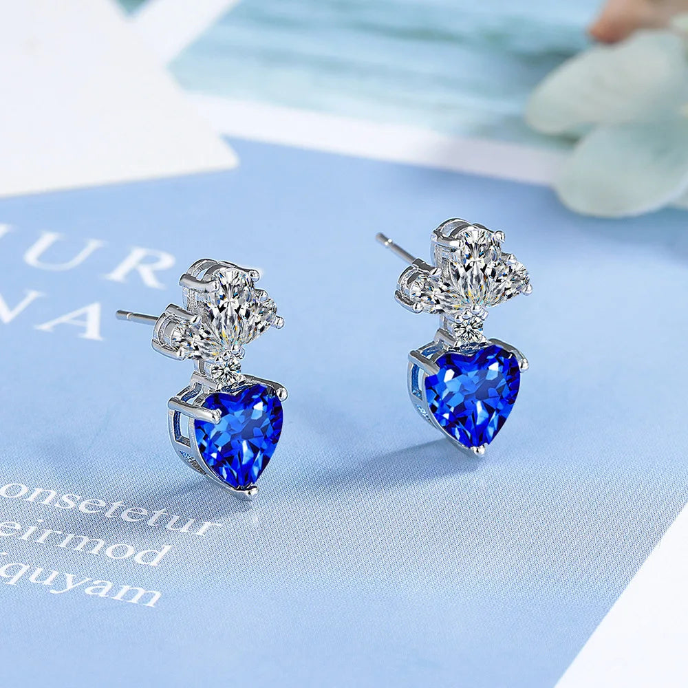 925 Sterling Silver Earrings High quality Heart sparkle 5A Zircon for Women Fashion Jewelry Wedding Engagement Party Gifts