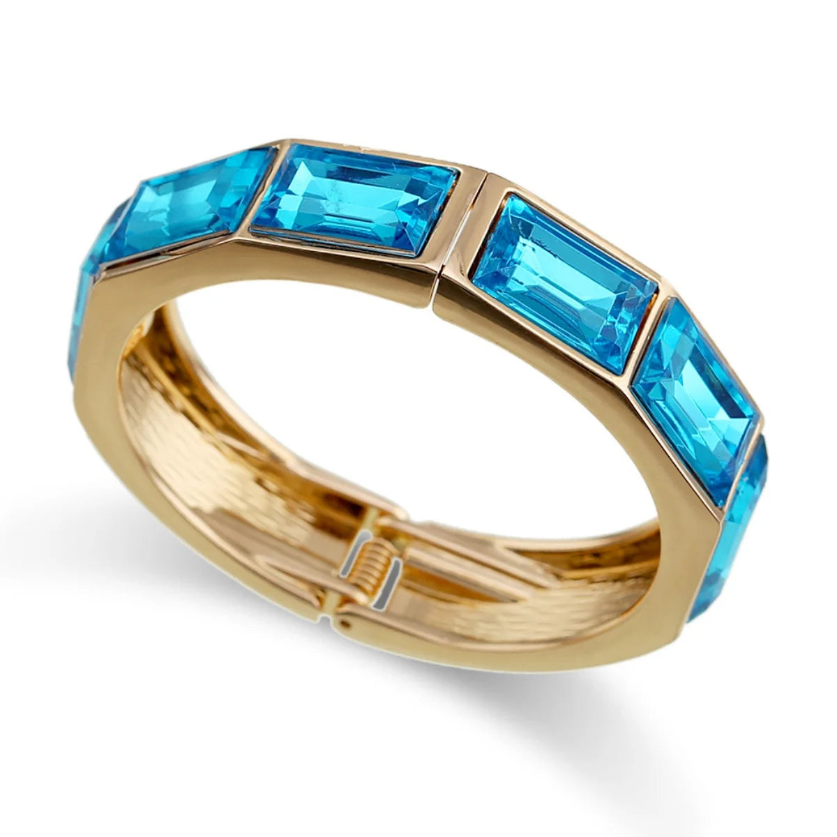 KMVEXO Irregular Geometric Cutting Blue Enamel Metal Wide Bangles for Women Summer Beach Distort Bracelet Pulseras Jewelry