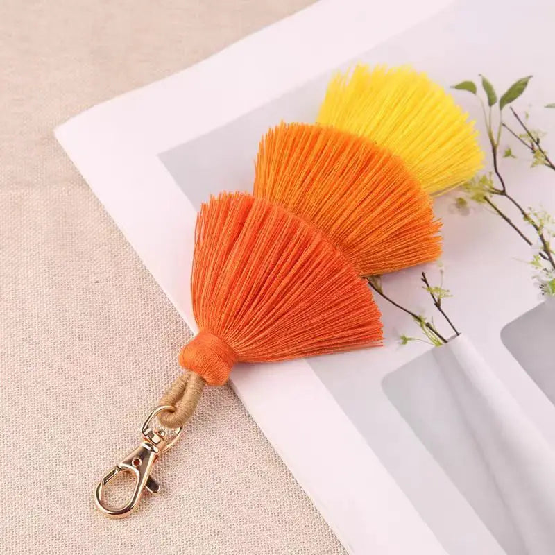 Boho Colorful Three-layer Tassels Pendant Keychains Ethnic Style Handmade Tassel Drop Jewelry Gifts Bag Accessory
