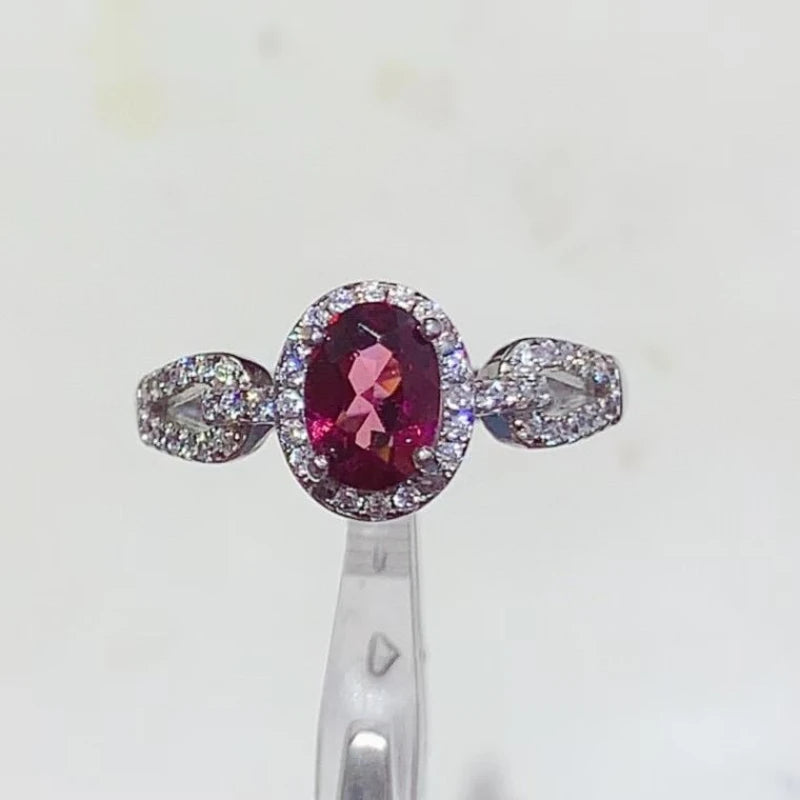 925 Silver Gemstone Ring for Daily Wear 5mm*7mm Natural Garnet Ring with Certificate Genuine Pyrope Garnet Jewelry