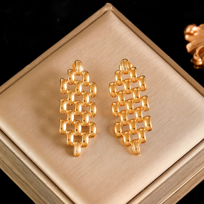 EILIECK 316L Stainless Steel Geometric Loops Dangle Earrings For Women New 18K Gold PVD Plated Ear Stud Water-resistant Jewelry