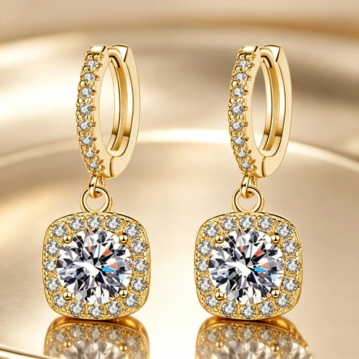 Fashion Luxury Charm Female Small Bag Full White Zircon Stone Drop Dangle Earrings Unique Silver Gold Color Jewelry For Women