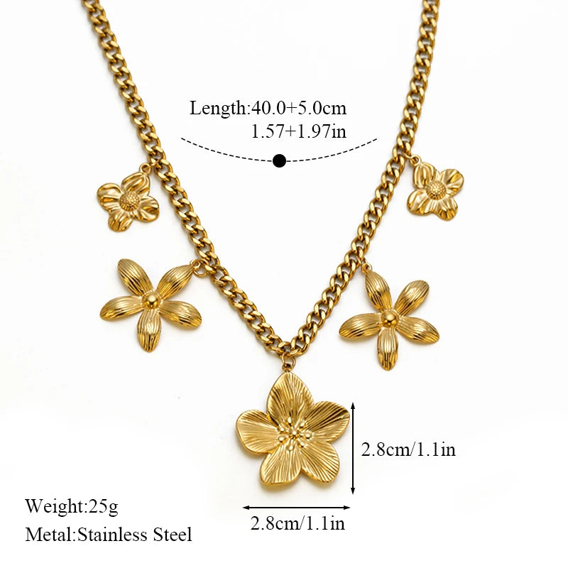 EILIECK 316L Stainless Steel Metal Gold Color Sun Moon Pendant Necklace Lady New Trendy Neck Chain Waterproof Jewelry Party Gift