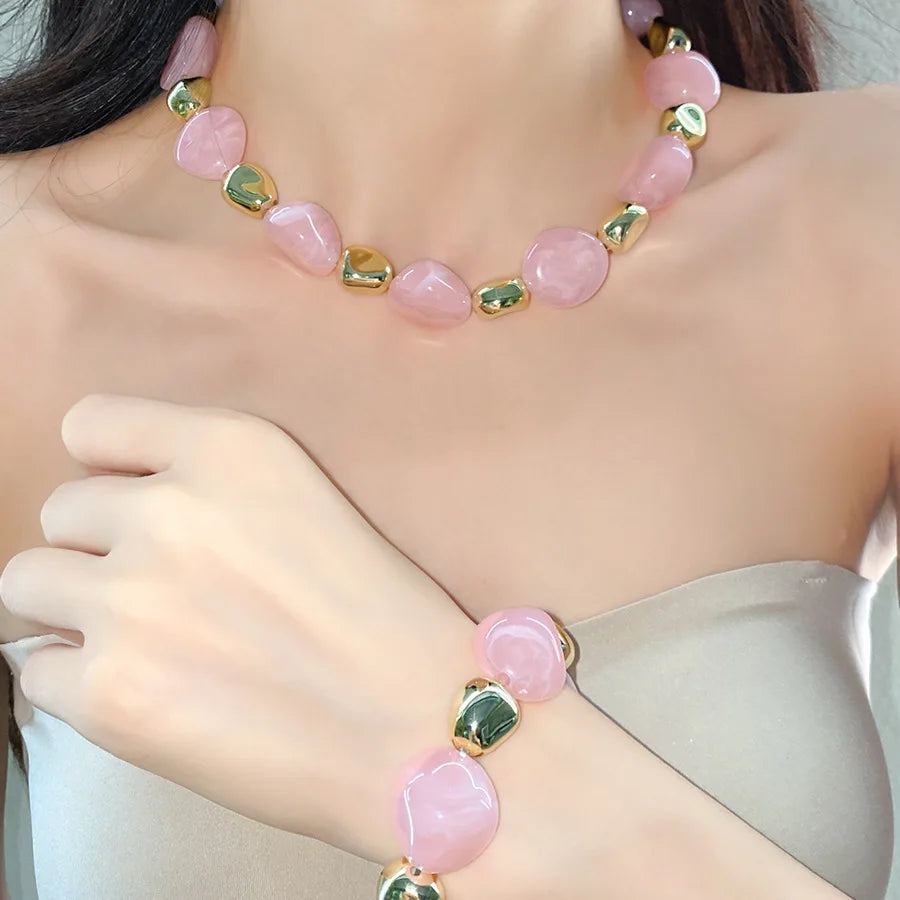 Acrylic Irregular Square Round Beaded Bracelets for Women Multicolor Bohemia Geometric Handmade Bangles Couple Jewelry Travel C