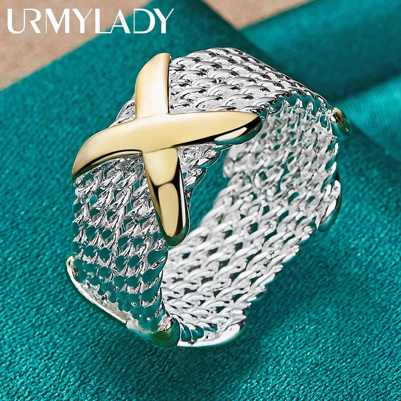 URMYLADY 925 Sterling Silver Cross 7-10# Ring For Women Fashion Wedding Party Charm Jewelry