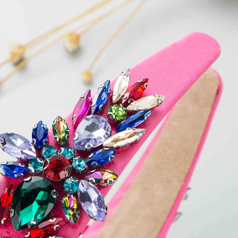 Hair Band Baroque Fashion Shiny Glass Diamond Vintage Headband Light Luxury Temperament Trend Party Wide Edge Hair Accessories