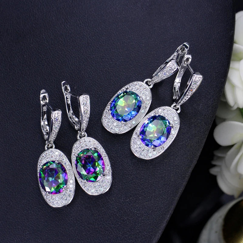 ThreeGraces Luxury Mystic Rainbow Cubic Zirconia Stone Bridal Party Hoop Earrings for Women New Fashion Prom Jewelry E1427