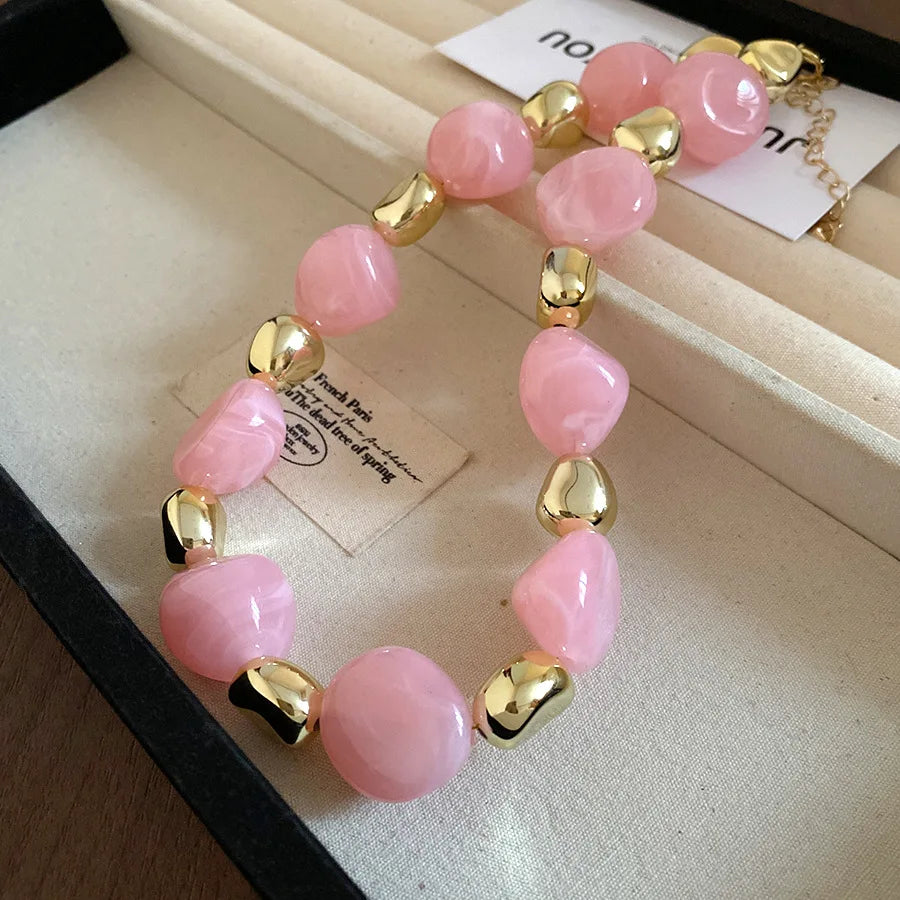 Acrylic Irregular Square Round Beaded Bracelets for Women Multicolor Bohemia Geometric Handmade Bangles Couple Jewelry Travel C
