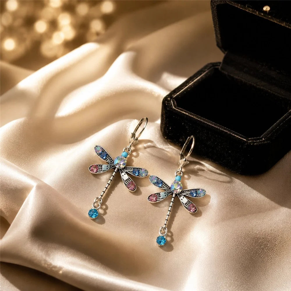 Charm Grace Female Small Animal Rainbow Zircon New Fashion Drop Dangle Earrings Unique Silver Color Wedding Jewelry For Women