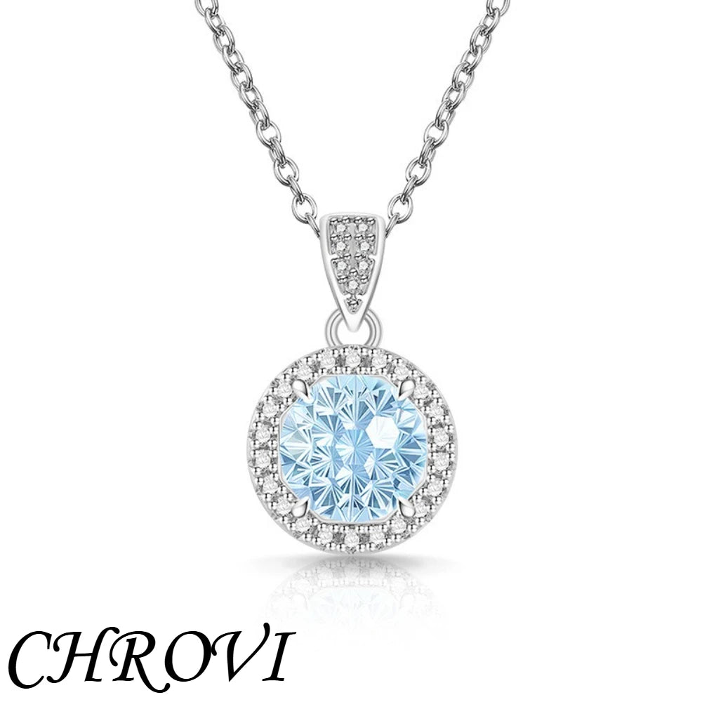 Luxurious 925 sterling silver gemstone princess square pendant necklace - fashionable and versatile