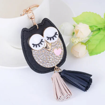 EASYA New Design Crystal Owl Keychain Full Rhinestone Key Ring Key Holders For Women Bag Accessories Cute Animal Car Key Chain