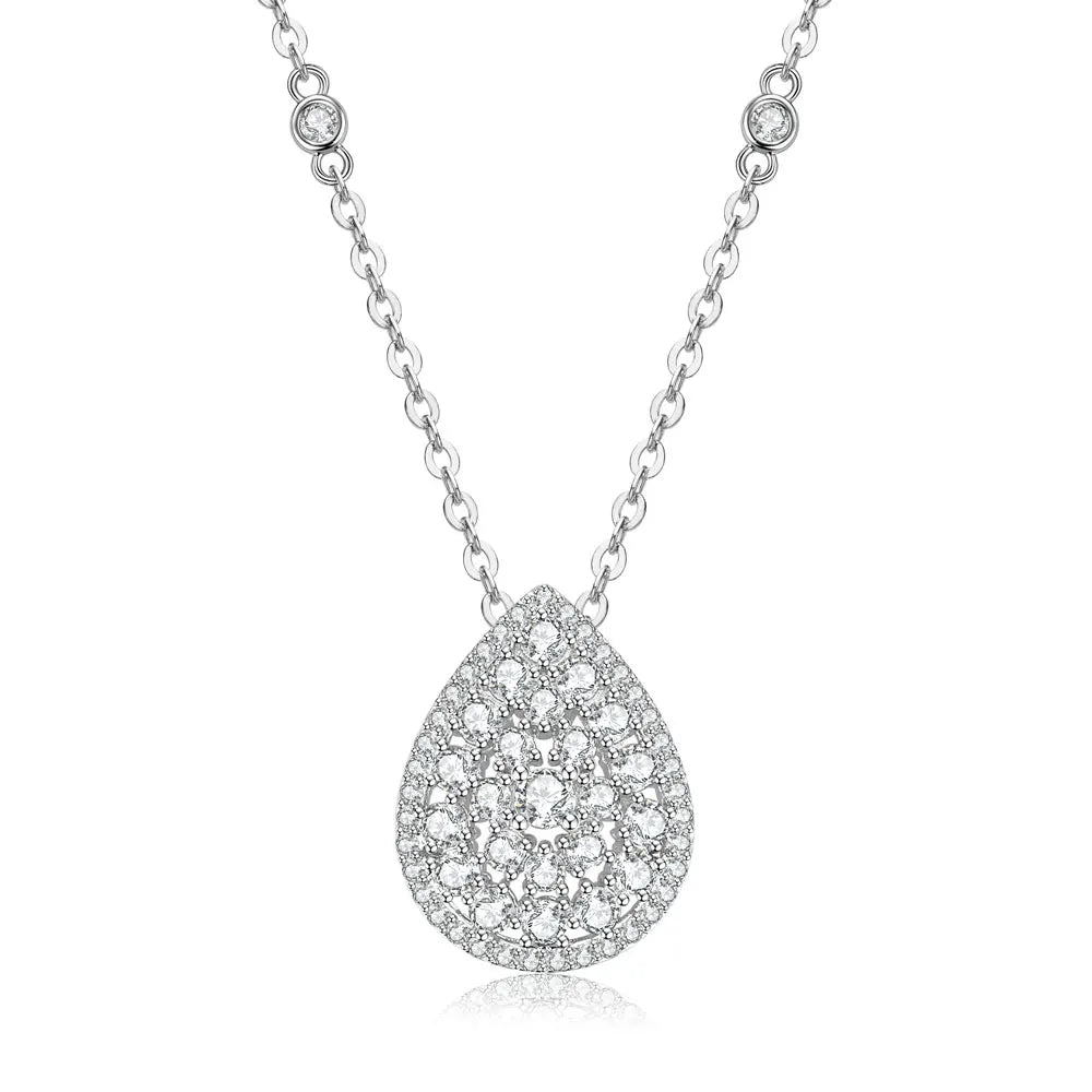 OXTAO Moissanite Water Drop Pendant Necklace 2.5mm D VVS1 For Women Wedding Engagement Charm Necklace Jewelry 14K Gold Filled
