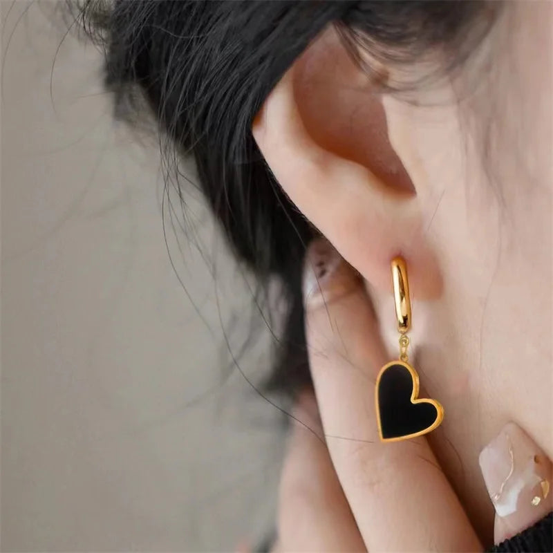 EILIECK 316L Stainless Steel Irregular Heart-shaped Dangle Earrings For Women Stylish Fashion Waterproof Ear Jewelry Lady Gift