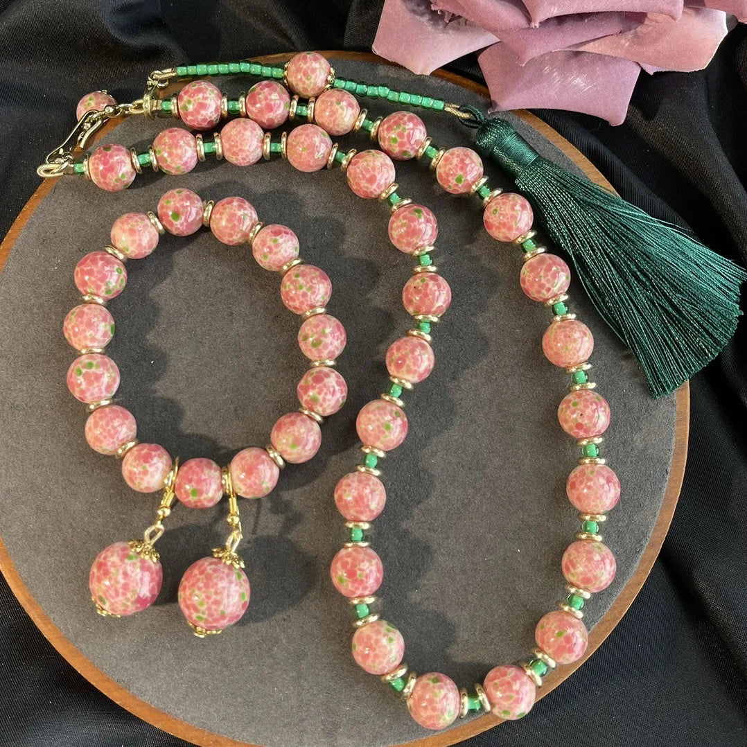 NISHIZAWA Pink Flowers Earrings for Women Beaded Vintage Court Style Elegant Jewelry Fashion Sweet Exquisite Aretes De Mujer