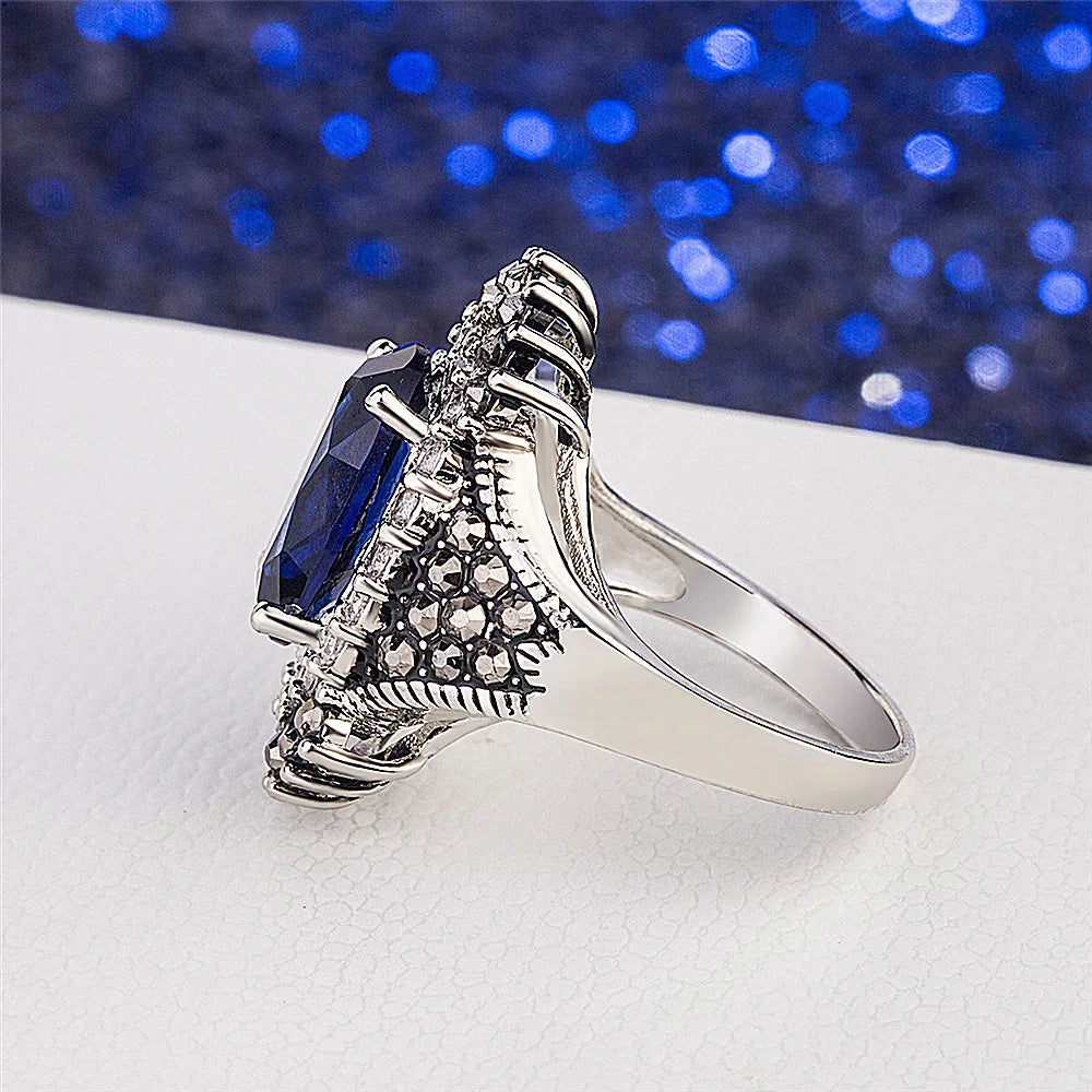 Big 925 Sterling Silver Vintage Women Ring Simplicity Fashion Exquisite Student Girlfriend Jewelry Accessories Wedding Party