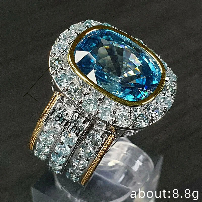 Huitan Classic Oval-shaped Women Finger Rings Gorgeous Wedding Anniversary Gift for Love Full Paved Shiny CZ Lady Luxury Jewelry